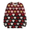 thumbnail image 1 of Nokdvo Women's Sweatshirts Sherpa Valentine Love Heart Print Graphic Round Neck Pullover Top Fall Winter Casual Knitted Loose Workout Shirts,Red 2XL, 1 of 4