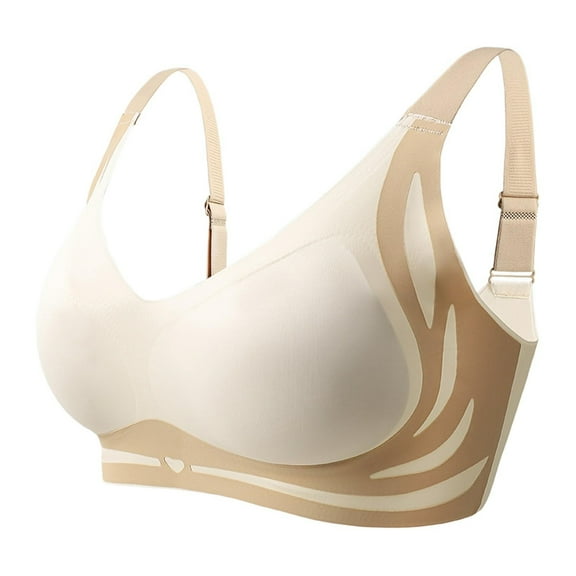 Nokdvo Womens Caralush Pushup Bra Lushfitting Powerful Push-up Seamless Bra Older Women Wireless Bra No Underwire Comfortable Everyday Bras Beige L