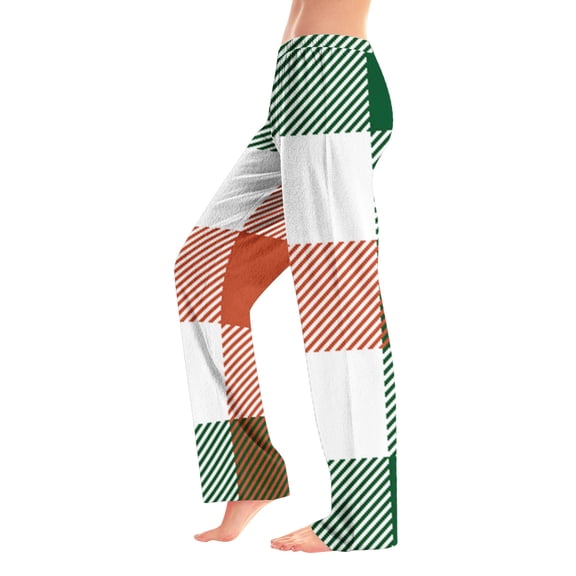 Nokdvo Womens Christmas Pajama Pants Fall Winter Lightweight Flannel Plaid Bottom Pants Elastic Waist Loose Super Soft Sleepwear,Mint Green 2XL