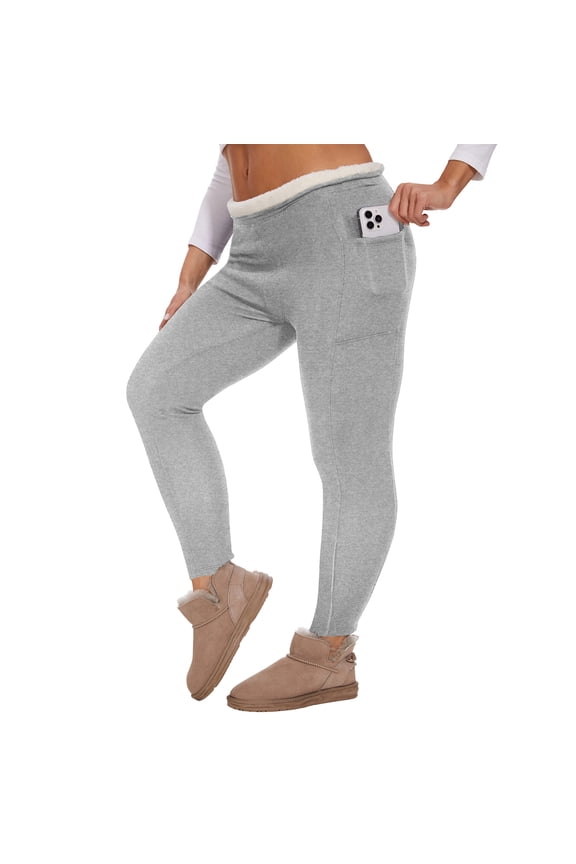 Womens Leggings with Pockets Fashion 2025 Stretchy High Waisted Pants for Workout Fall Winter Solid ColorPants Xl-5xl,Light Gray XL