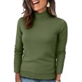 thumbnail image 1 of Nokdvo Womens Turtle Neck Sweaters Fashion 2025 Knitting Long Sleeve Solid Color Sweaters Fall Winter Casual Loose Ribbed Pullover Top,Army Green L, 1 of 4
