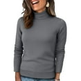 thumbnail image 1 of Nokdvo Womens Turtleneck Sweaters Fashion Knitting Long Sleeve Solid Color Sweaters Fall Winter Casual Loose Ribbed Pullover Top,Dark Gray 2XL, 1 of 4