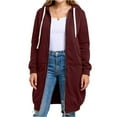 thumbnail image 1 of Nokdvo Womens Zip Up Hoodies Long Tunic Hooded Sweatshirt Fall Plus Size Long Sleeve Jacket Y2k Casual Outerwear Coats with Pockets Wine 3XL, 1 of 4
