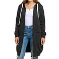 thumbnail image 1 of Nokdvo Zipper Hoodies for Women Long Tunic Hooded Sweatshirts Fall Plus Size Long Sleeve Jackets Y2k Casual Cardigan Coat with Pockets Black 4XL, 1 of 4