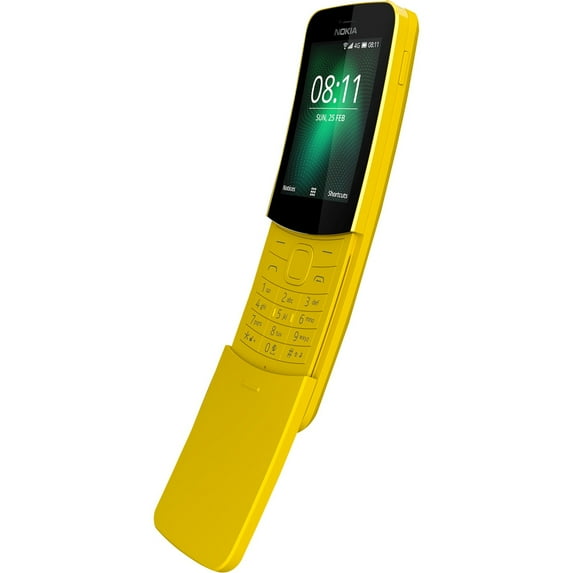 Nokia 8110 4 GB Feature Phone, 2.5" LCD QVGA 240 x 320, 512 MB RAM, KaiOS, 4G, Yellow