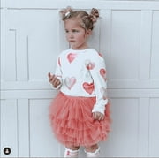 Nokiwiqis Family Matching Pullover, Female Heart/Letter Print Round Neck Long Sleeve Blouse for Adults Kids