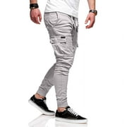 Nokiwiqis Male Monochrome Elastic Slim Pants,Fashionable Long Trousers