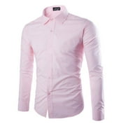 Nokiwiqis Male Stand Collar Button Down Dress Shirts, Monochrome Formal Shirt