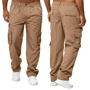 Nokiwiqis Men Straight Pants, Middle Waist Loose Slimming Side Pockets