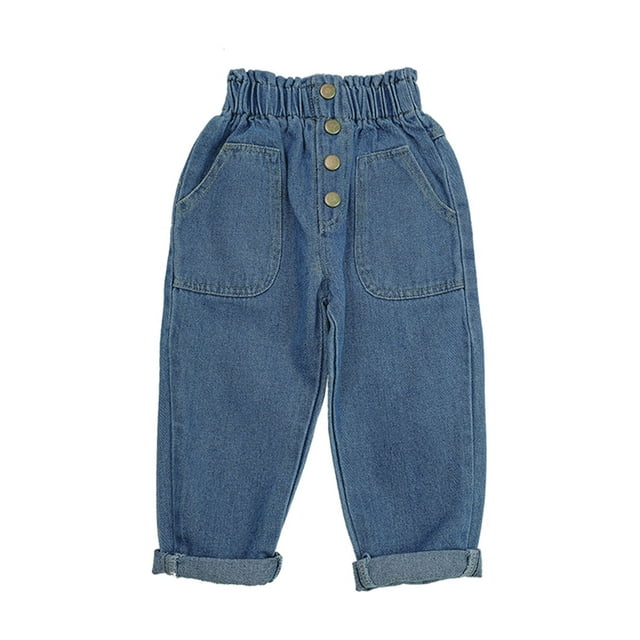 Nokpsedcb Toddler Baby Girl Jeans Casual High Waisted Wide Leg Pant