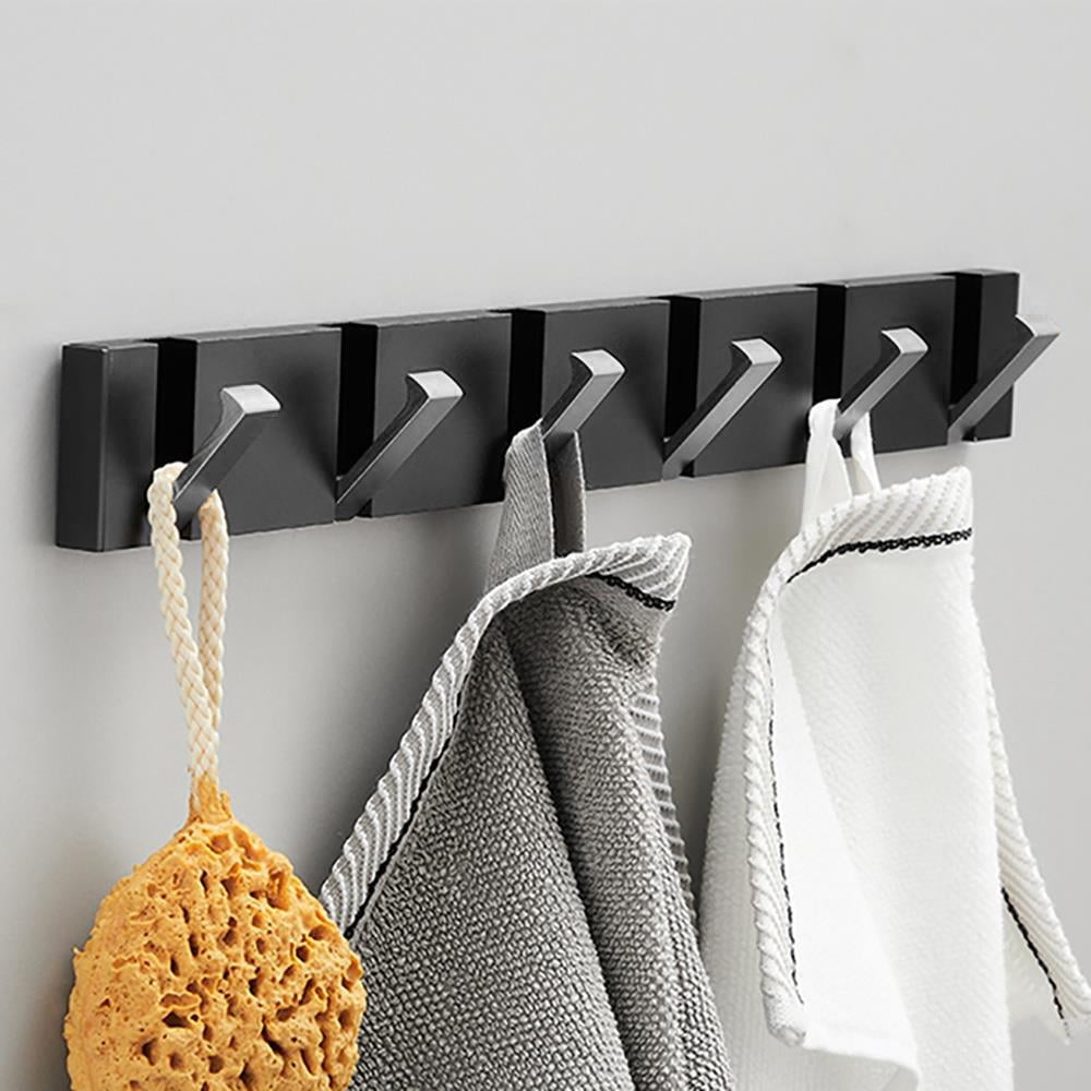 Nokstar Folding Hideaway Coat Hooks - Modern Coat Hooks Wall Mounted -  Retractable Hooks for Hanging Coat, Scarf, Hat, Bag, Towel, Key，6 Hooks 