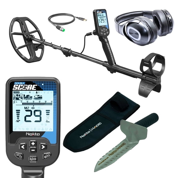 Nokta Double Score (Score 2) SMF Waterproof Metal Detector w/ Bluetooth Headphones and Premium Digger