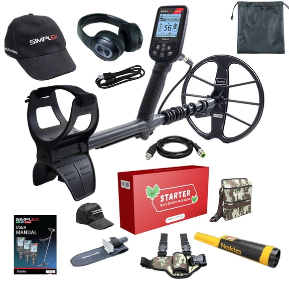 Nokta Simplex Ultra WHP Waterproof Detector with 11 Coil & Wireless Headphones, Accupoint, and Starter Pack