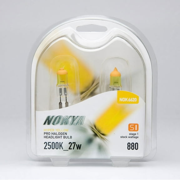 Nokya 880 Hyper Yellow Pro Halogen 2500K Stage 1 Headlight / Fog Light Car Light Bulb Replacement One Pair NOK6620