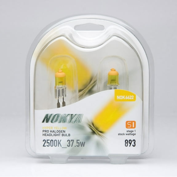 Nokya 893 Hyper Yellow Pro Halogen 2500K Stage 1 Headlight / Fog Light Car Light Bulb Replacement One Pair NOK6622
