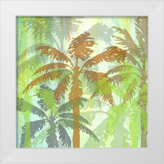 Nola 12x12 White Modern Wood Framed Museum Art Print Titled - Palm Shadows II
