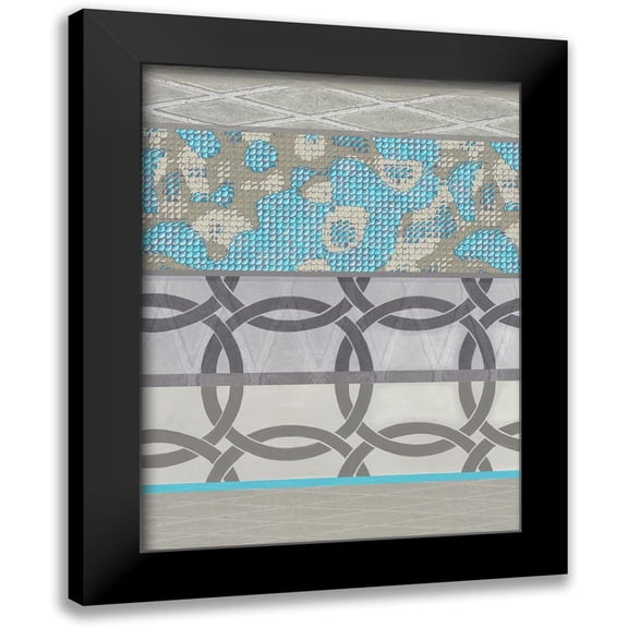 Nola 12x14 Black Modern Framed Museum Art Print Titled - Linked Azure II