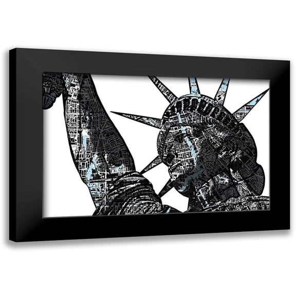 Nola 14x11 Black Modern Framed Museum Art Print Titled - Liberty City II