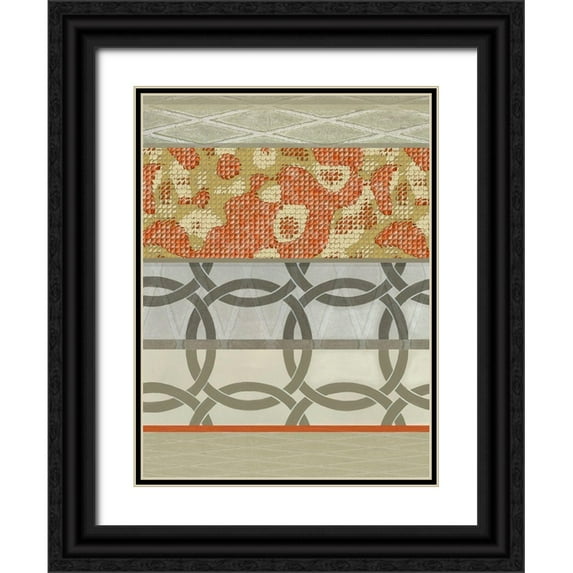 Nola 19x24 Black Ornate Wood Framed with Double Matting Museum Art Print Titled - Linked Rust II