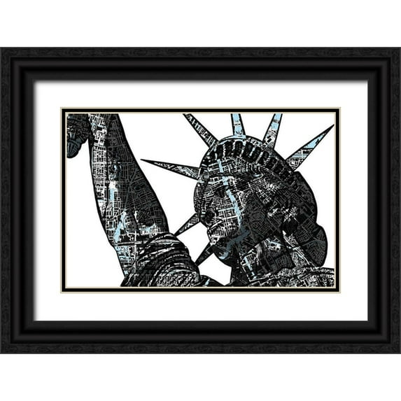 Nola 32x22 Black Ornate Wood Framed with Double Matting Museum Art Print Titled - Liberty City II
