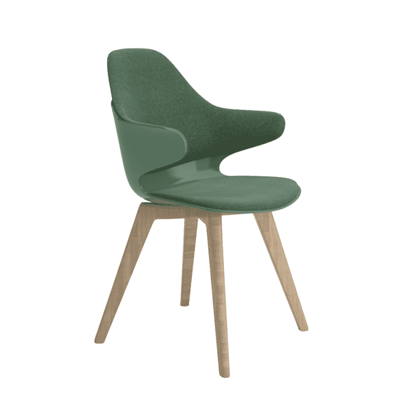 We’re it Nola Mid-Century Modern Accent Chair for Home and Office - Wood Frame, Upholstered Seat & Back (Green)
