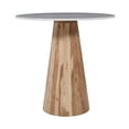 thumbnail image 1 of Nolan Luxury Mid-Century Modern 30" Round Marble and Wood Pedestal Dining Table, 1 of 8