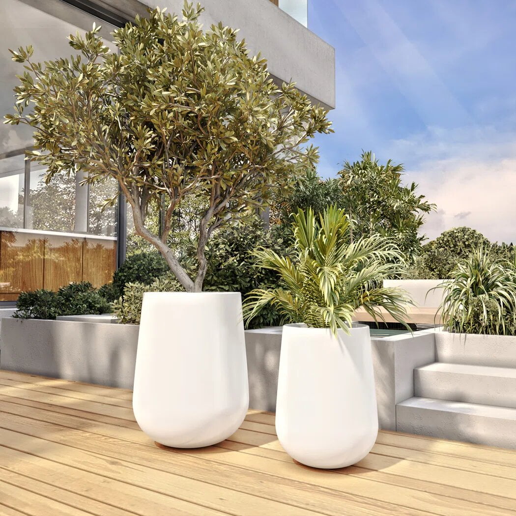 Nolan Modern Outdoor Planter - 24" White