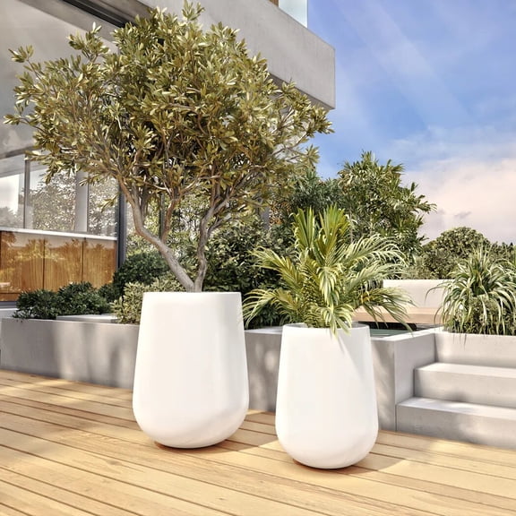 Nolan Modern Outdoor Planter - 24" White