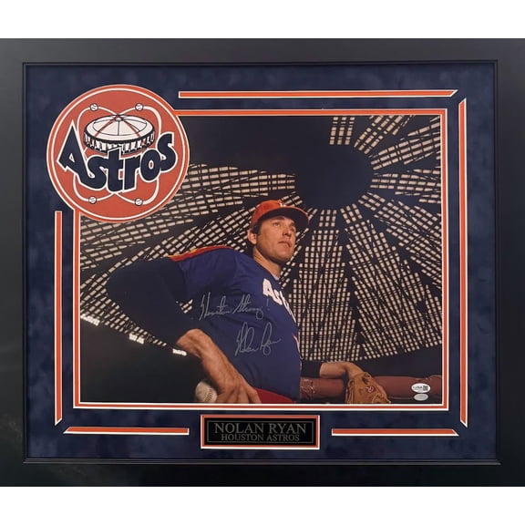 Nolan Ryan Autographed Hand Signed Custom Framed 16x20 Houston Astros Photo - JSA COA