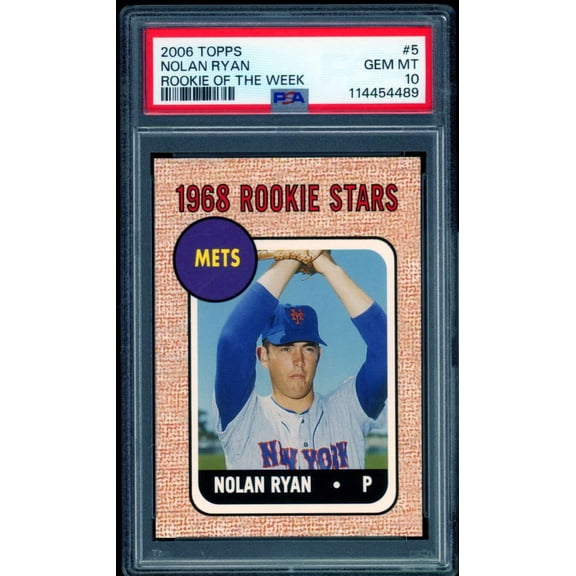 Nolan Ryan Card 2006 Topps Rookie Of The Week #5 PSA 10