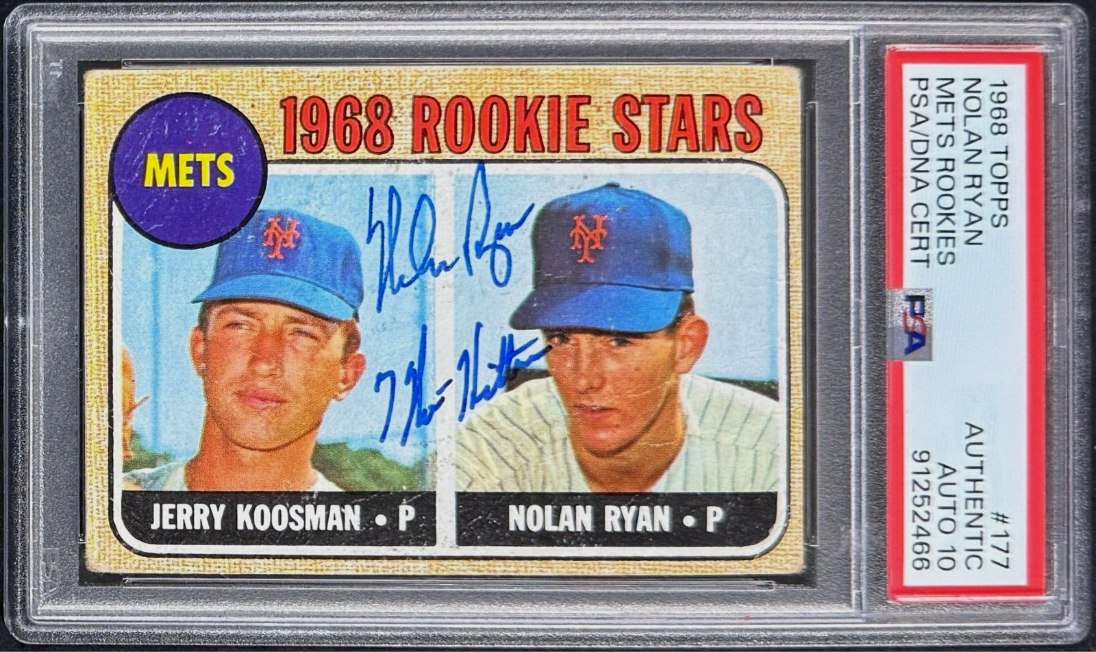 Nolan Ryan Signed 1968 Topps Rookie Card 177 PSA 91252466 Auto 10 7 No Hitters