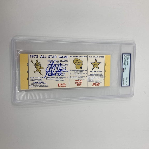 Nolan Ryan Signed 1975 All Star Game Full Ticket PSA DNA GEM MINT 10