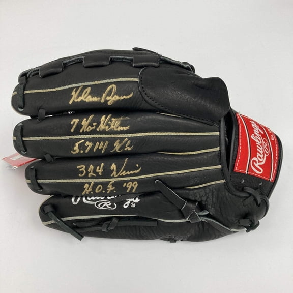 Nolan Ryan Signed Heavily Inscribed STATS Baseball Glove PSA DNA Certified