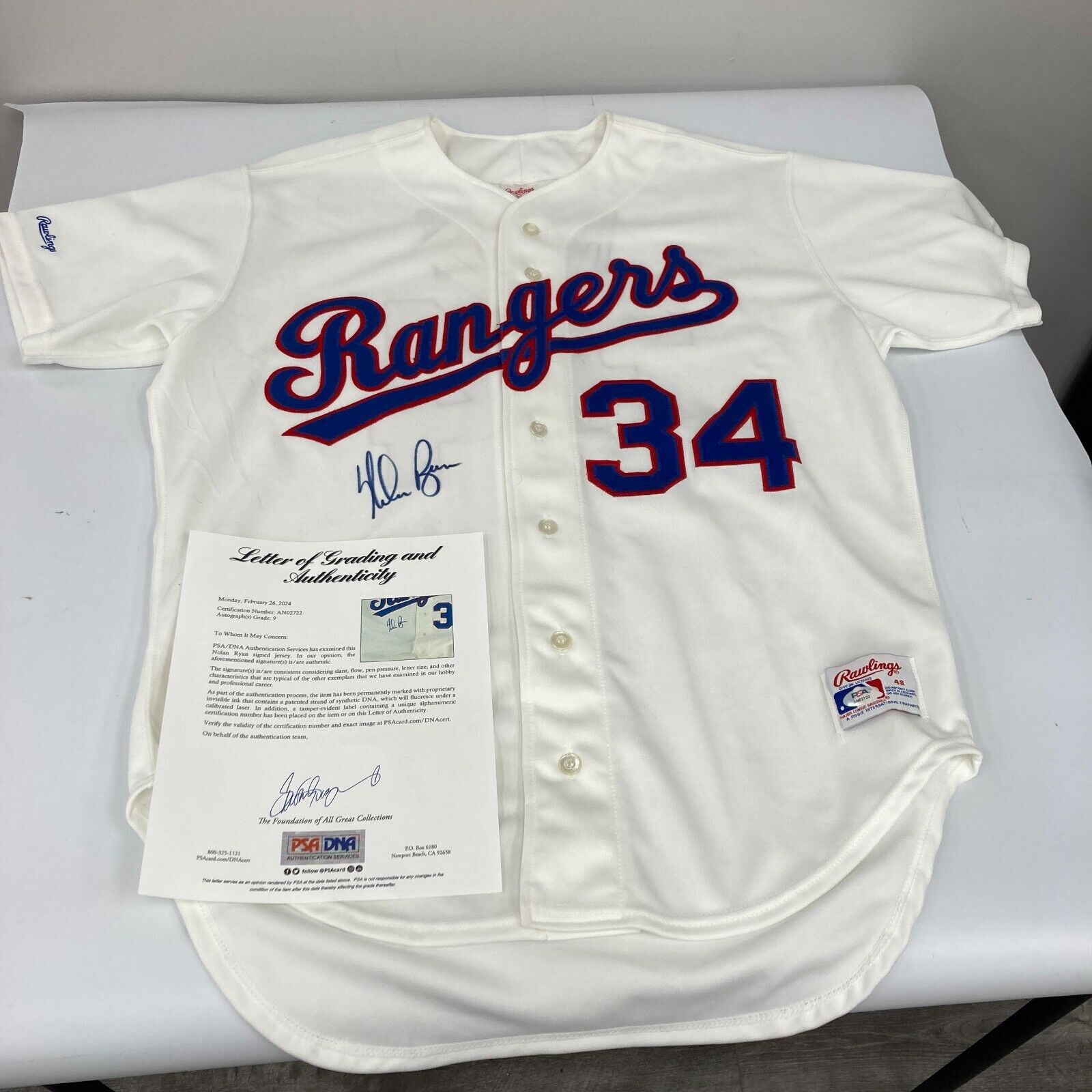 Nolan Ryan Signed Texas Rangers Authentic Game Model Jersey PSA DNA