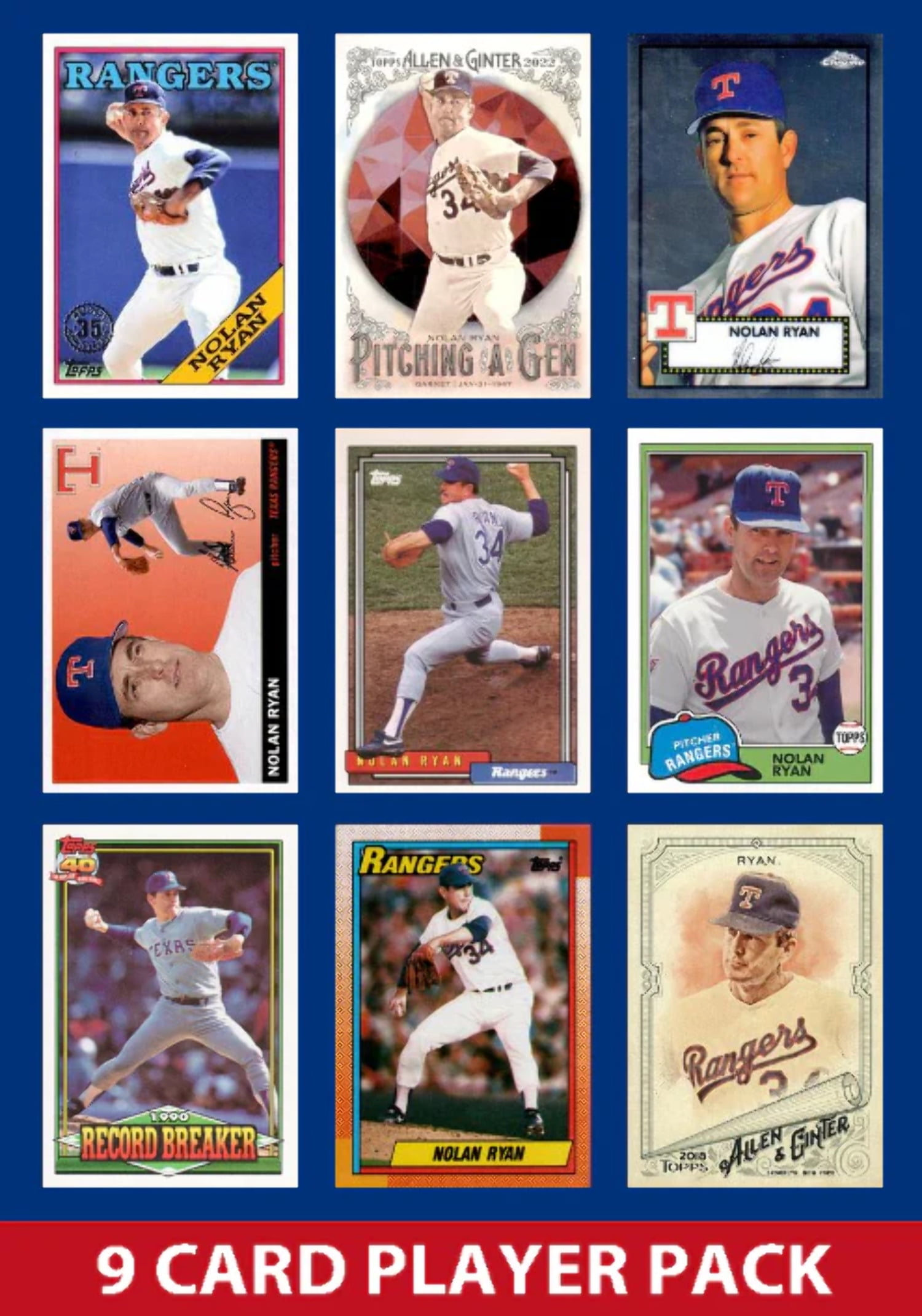 Nolan Ryan Texas Rangers 9 Card Legend Pack Topps Bowman - Walmart.com