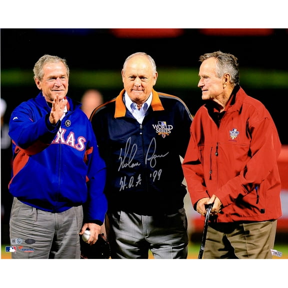 Nolan Ryan Texas Rangers Autographed 16" x 20" With Presidents Photograph with "HOF 99" Inscription - Fanatics Authentic Certified