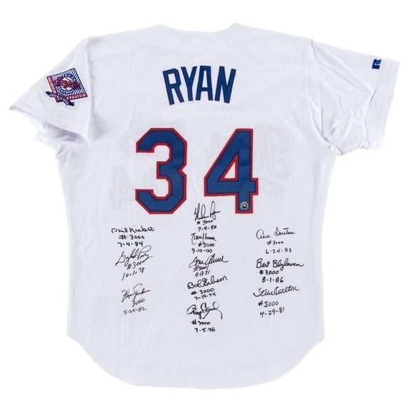 Nolan Ryan Tom Seaver Randy Johnson 3,000 Strikeout Club Signed Jersey MLB