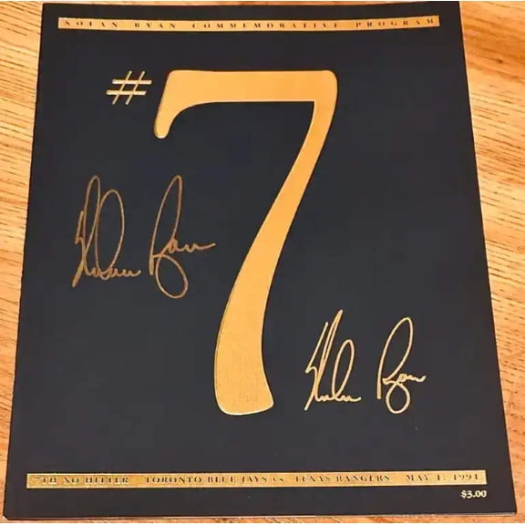 Nolan Ryan autographed Texas Rangers 7th No-Hitter commemorative program JSA