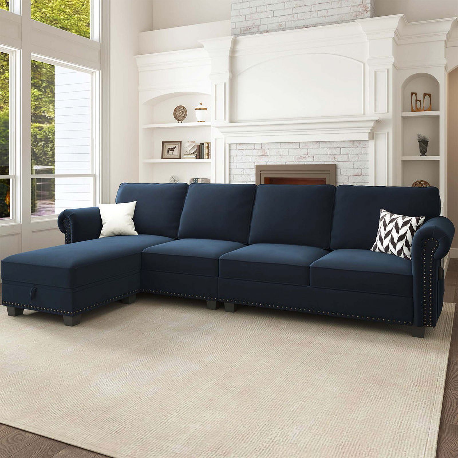 Nolany Durable & Comfy Convertible Sectional Sofa with Storage