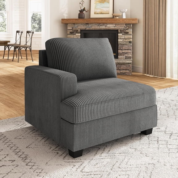Nolany Left Armrest for Modular Sectional Couch, Customizable Left Armrest for Sectional Sofa, Dark Grey