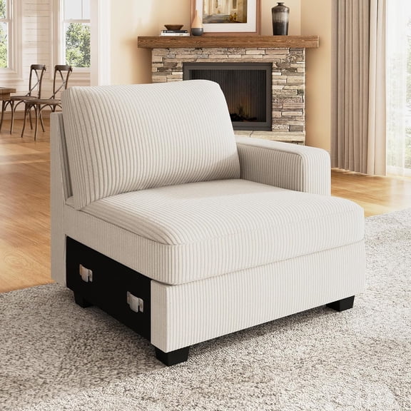 Nolany Right Armrest for Modular Sectional Couch, Customizable Right Armrest for Sectional Sofa, Beige