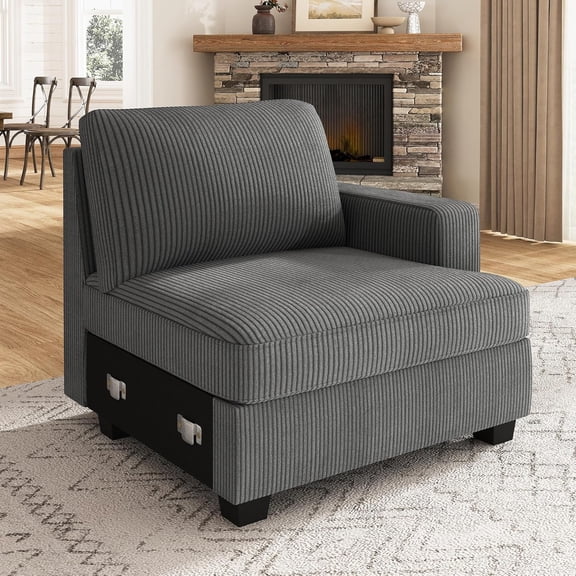 Nolany Right Armrest for Modular Sectional Couch, Customizable Right Armrest for Sectional Sofa, Dark Grey
