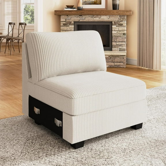 Nolany Single Seat for Modular Sectional Couch, Customizable Armless Chair for Sectional Sofa, Middle Module for Modular Couch, Beige