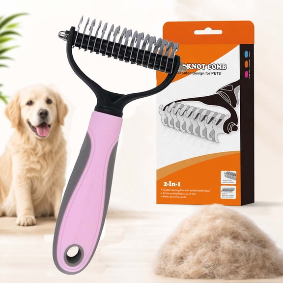 Nolaras Dog Grooming Tool, Pet pro Double-Side Dematting Brush for Dogs & Cats, Undercoat Rake & Deshedding Comb, Extra-Wide for Thick & Double Coats Grooming Tool