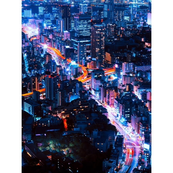 Nolbert Tokyo Japan Time Lapse Lights Photo Extra Large XL Wall Art Poster Print