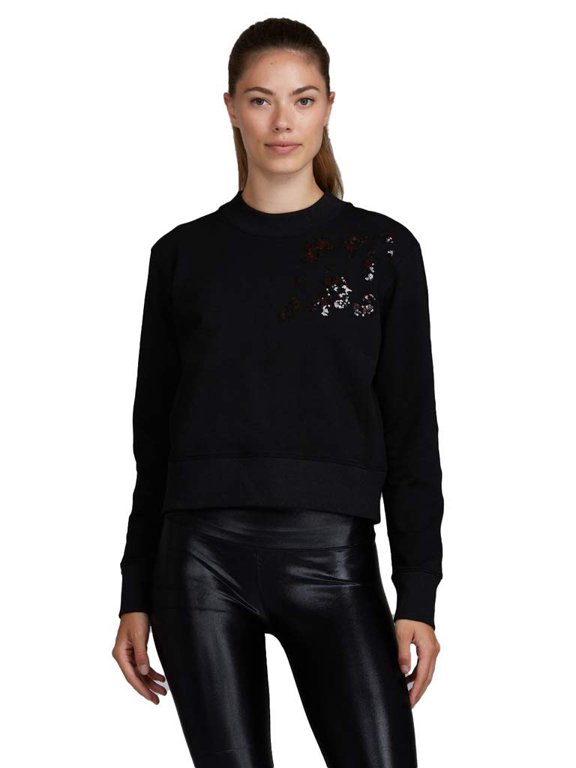 Yoga Women's Leopard Sequin Black / Orange Large Sweatshirt