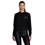 Noli Yoga Womens Leopard Sequin Black / Orange Small Sweatshirt