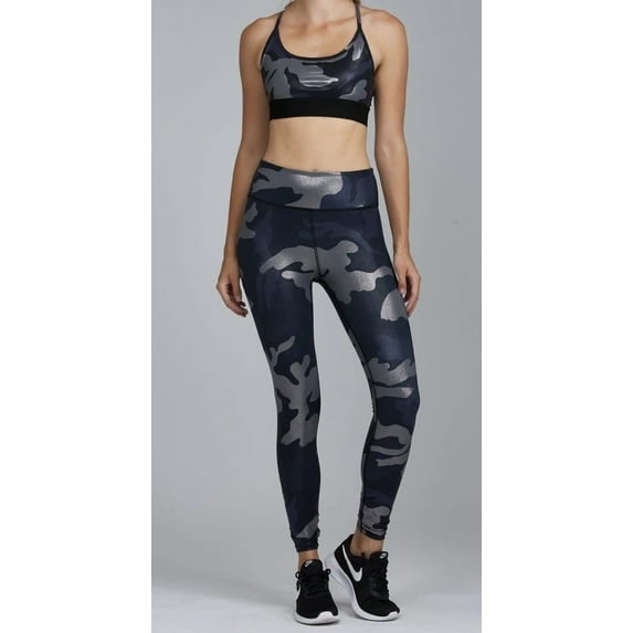 Noli Yoga Womens Blue Bronze Camo Size Small Guerra Athletic Leggings