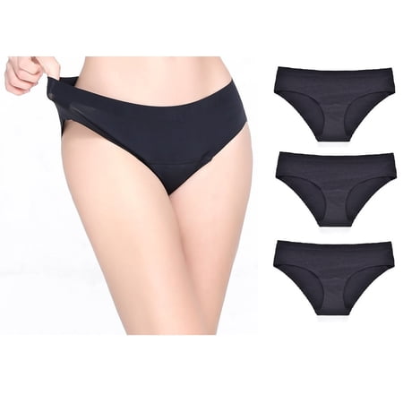 Nolimit by LuxmeCo Period-Proof Leak-Proof Cotton High Absorbency Bikini Period Menstrual Reusable Underwear (Pack of 3), Women