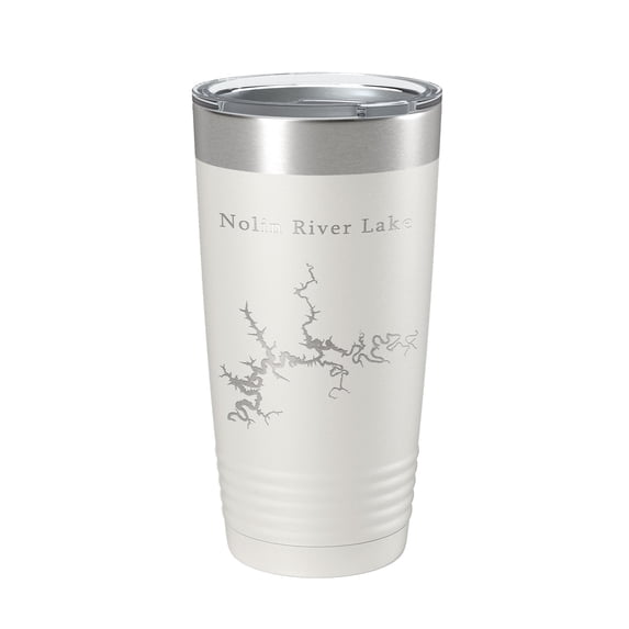 Nolin River Lake Map Tumbler Travel Mug Insulated Laser Engraved Coffee Cup Kentucky 20 oz White